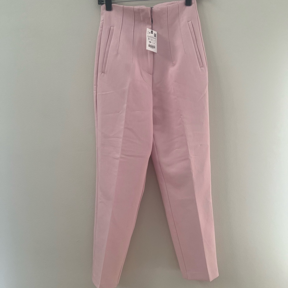 Zara woman’s pink high waisted trousers pants - Picture 5 of 12